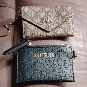 Guess Black and AK Brown Embossed Wallet Set